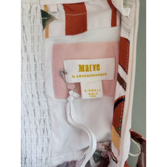 NWT Anthropologie Maeve Strapless Belted A-Line Floral Midi Dress Sz XS #9M405 - Picture 10 of 13